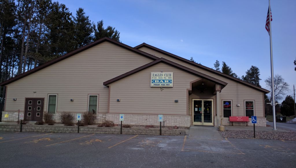 Exterior of Fraternal Order of Eagles lodge, Merrill, Wisconsin